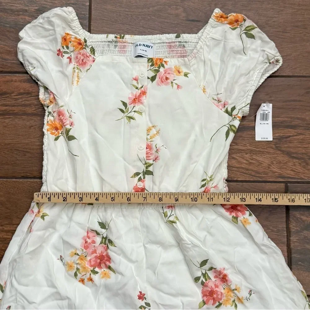 Old Navy Girls Romper Floral Square-Neck Flowy Elastic Back Sz XL 14/16 NWT